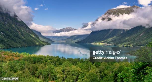 lovatnet lake, norway, europe - olden foto e immagini stock