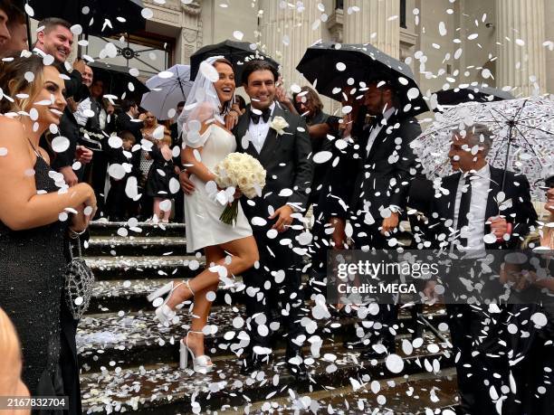 Ercan Ram and Vicky Pattison are seen leaving Marylebone registry office after getting married on August 24, 2024 in London, United Kingdom.