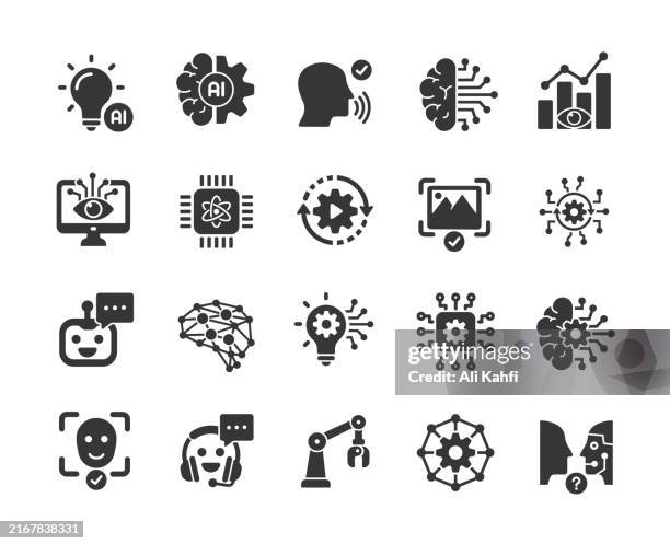 Artificial Intelligence Glyph Solid Icons Containing Technology Robotics Automatically Virtual Solid Icons Collection Vector Illustration For Website Design Logo App Template Ui Etc, Stockfoto