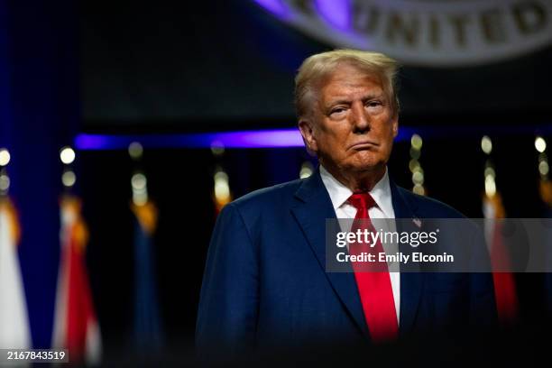 Republican presidential nominee, former U.S. President Donald Trump during the National Guard Association of the United States' 146th General...