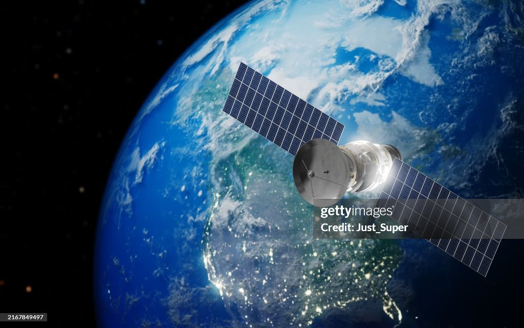 Satellite In Space Station Orbiting Earth
