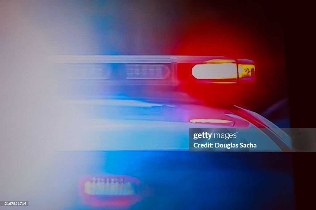Police and crime concepts - flashing siren
