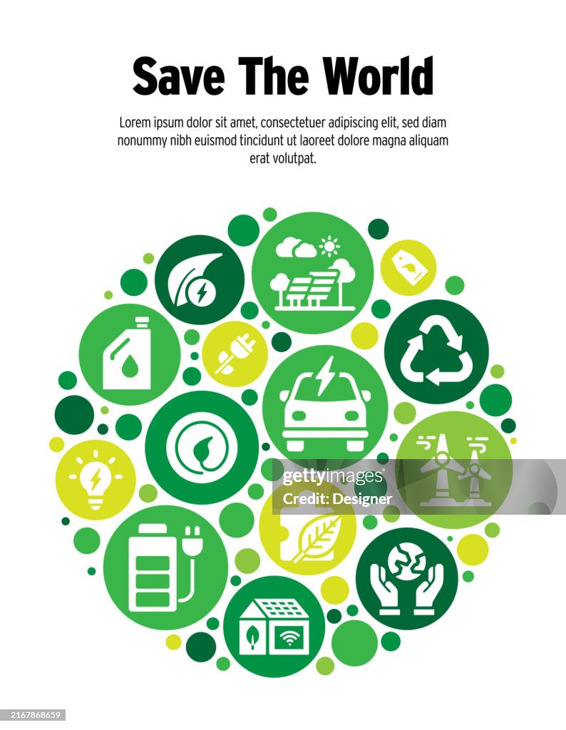 Salva l'illustrazione vettoriale relativa alla Terra. Natura, Ecologia, Riscaldamento Globale, Zero Rifiuti, Protezione