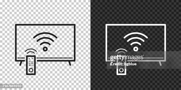 tv with wifi. icon for design on blank background - see thru data screen watcher stock illustrations