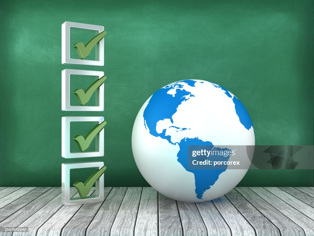 Check List.map Globe World Map With Check List High-Res Stock Photo - Getty Images