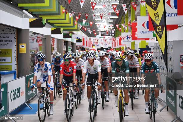 Sylvain Moniquet of Belgium and Team Lotto Dstny - Polka dot Mountain Jersey, Primoz Roglic of Slovenia and Team Red Bull Bora - hansgrohe - Red...