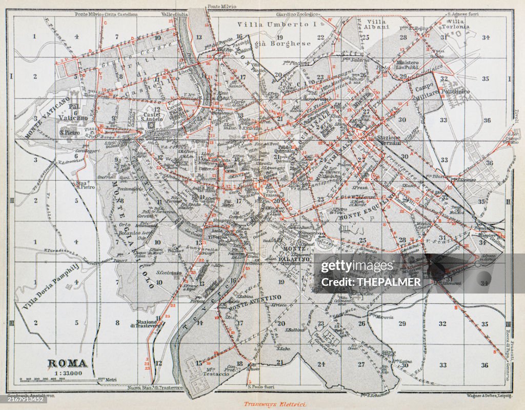 Map Of Trams In Rome Map Of Rome Tramway System Italy 1893 High-Res Vector Graphic - Getty ...