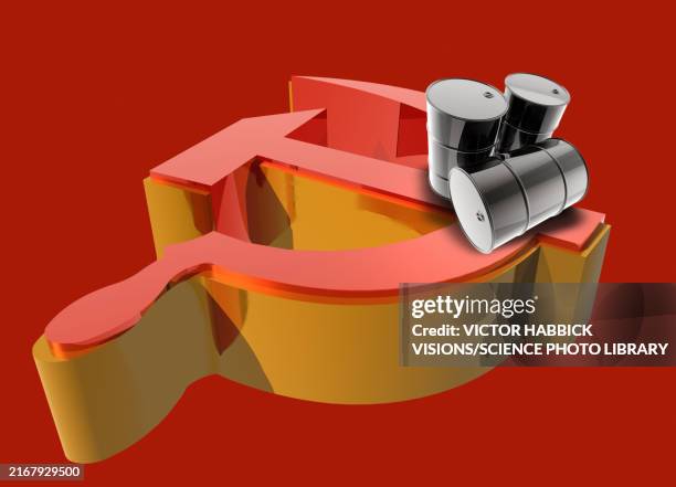 soviet oil industry, conceptual illustration - soviet union stock illustrations