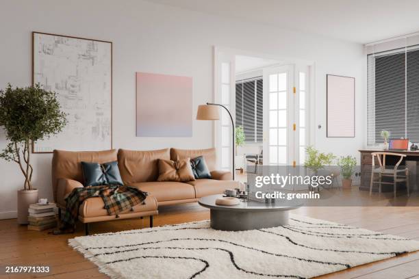 intérieur moderne de l'appartement - tapis décoratif photos et images de collection