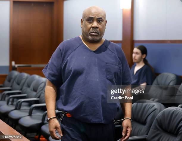 Duane "Keffe D" Davis, who is accused of orchestrating the 1996 slaying of Tupac Shakur, appears in court during a bond hearing at the Regional...