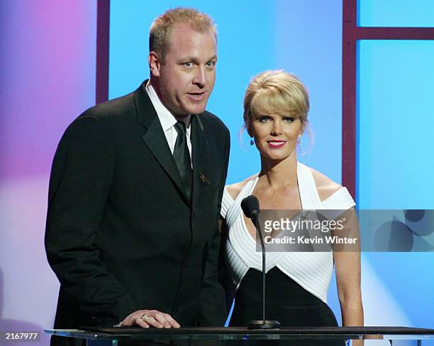 Baseball player Curt Schilling and wife during the 2003 ESPY Awards at the Kodak Theatre July 16, 2003 in Hollywood, California.
