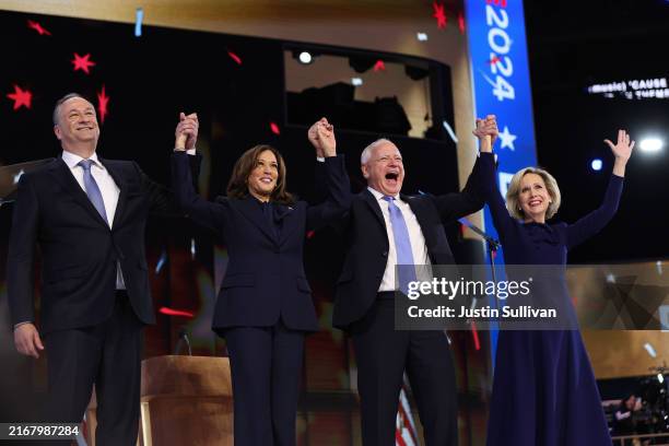 Second gentleman Doug Emhoff, Democratic presidential nominee, U.S. Vice President Kamala Harris, Democratic vice presidential nominee Minnesota Gov....