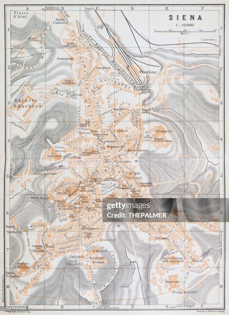 Map of Siena, Italy - 1893