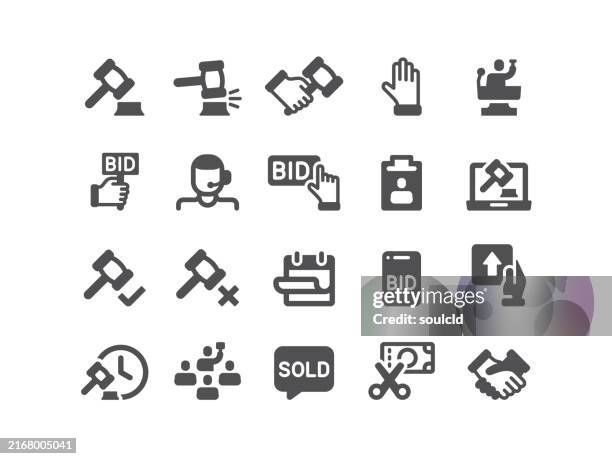 data icons - auctioneer stock illustrations