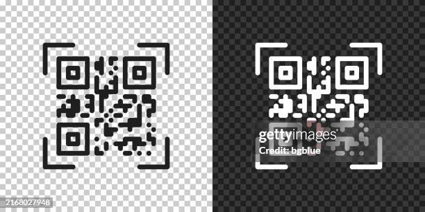 qr code scan. icon for design on blank background - reading label stock illustrations