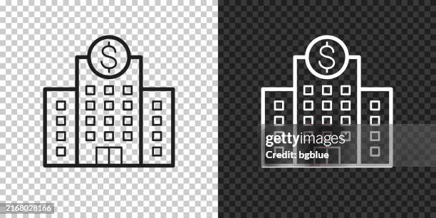 bank with dollar sign. icon for design on blank background - bank interior stock illustrations