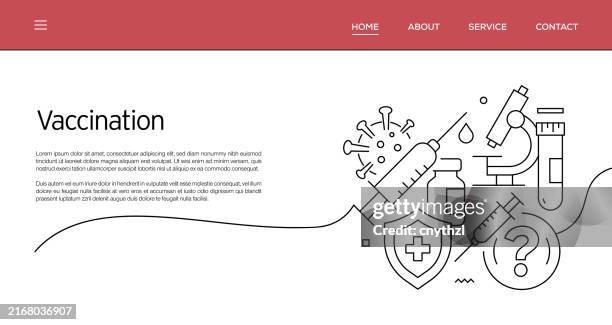 illustrations, cliparts, dessins animés et icônes de ensemble vectoriel d’illustration du concept de vaccin. conception d’arrière-plan de style d’art au trait pour la page web, la bannière, l’affiche, l’impression, etc. illustration vectorielle. - maladie infectieuse