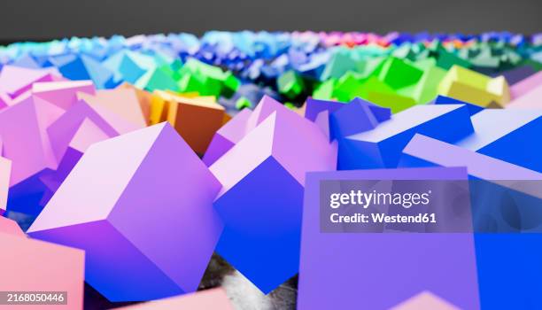 3d render of various multi colored cubes - rubik cube stock illustrations