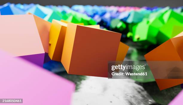 3d rendering of various colored cubes - rubix cube stock illustrations