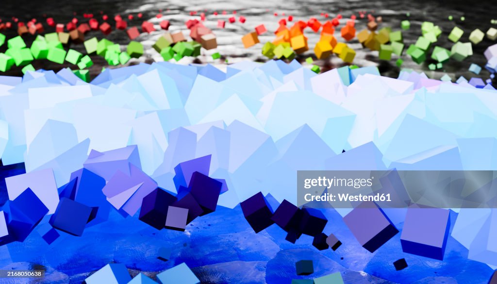 Multicolor Cubes 3d Rendering Of Blue And Multi Colored Cubes High-Res Vector Graphic ...