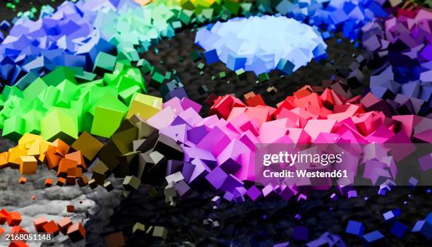 3d render of multi colored cubes - rubix cube stock illustrations