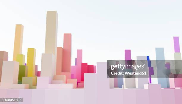 3d render of abstract city - multi colored background stock illustrations