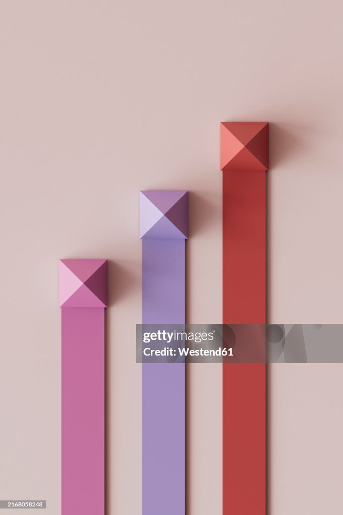 3d Render Of Multi Colored Bar Graph Over Pink Background High-Res ...