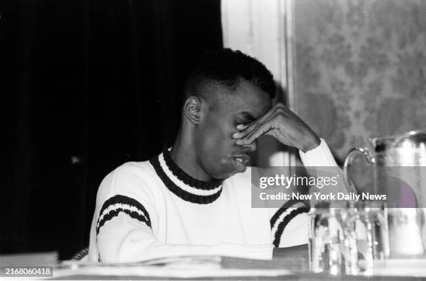 Sean Combs is pictured during a press conference at the Plaza Hotel in Manhattan, New York on January 2 following a deadly stampede at a concert at...