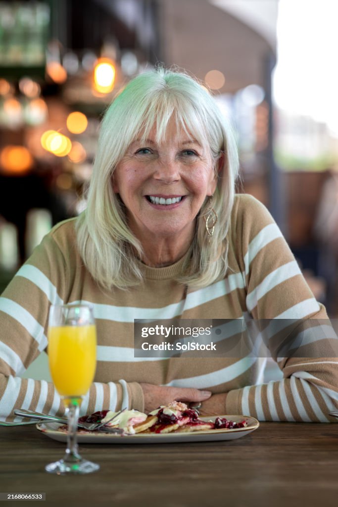 Enjoying a Breakfast with a Mimosa