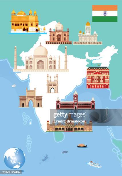 map of india's historical buildings - amber fort stock illustrations