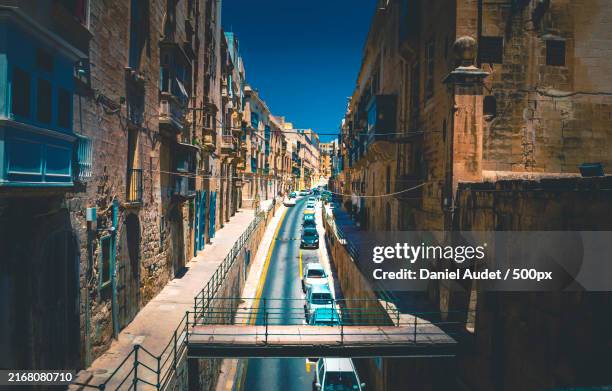 panoramic view of city street against clear sky - audet stock pictures, royalty-free photos & images