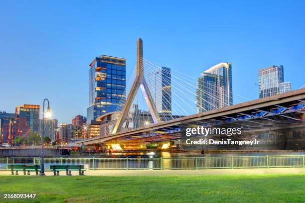 zakim bridge in boston - boston massachusetts stock pictures, royalty-free photos & images