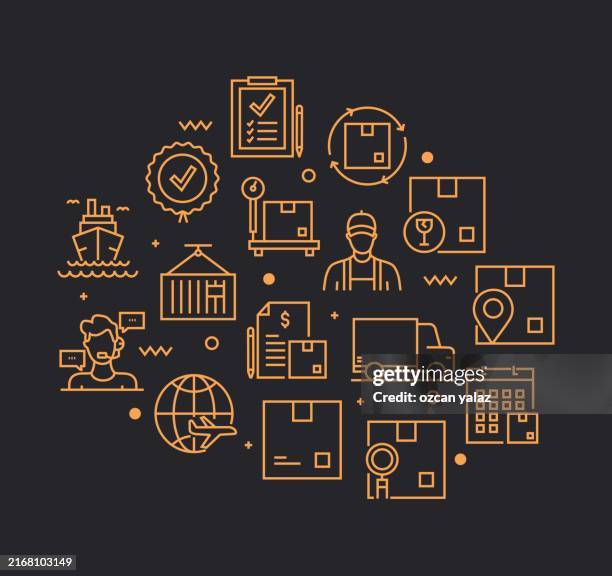 delivery vector design concept. global multisphere ready-to-use template. web banner, website header, magazine, mobile application etc. modern design. - shipyard stock illustrations