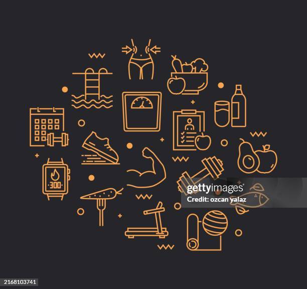 lifestyle thin line vector icon set. - walking outside exercise stock illustrations