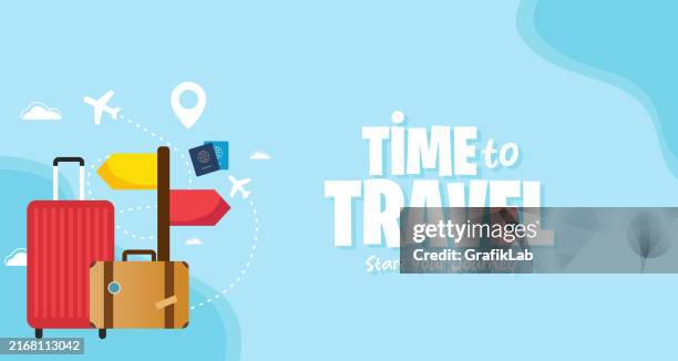 poster für reisedesign. reisezeit. beginnen sie ihre reise. reisekonzept - besuchen stock-grafiken, -clipart, -cartoons und -symbole