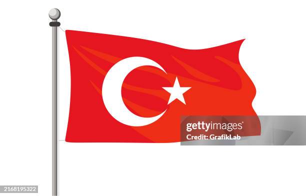turkish flag - flagpole stock illustrations