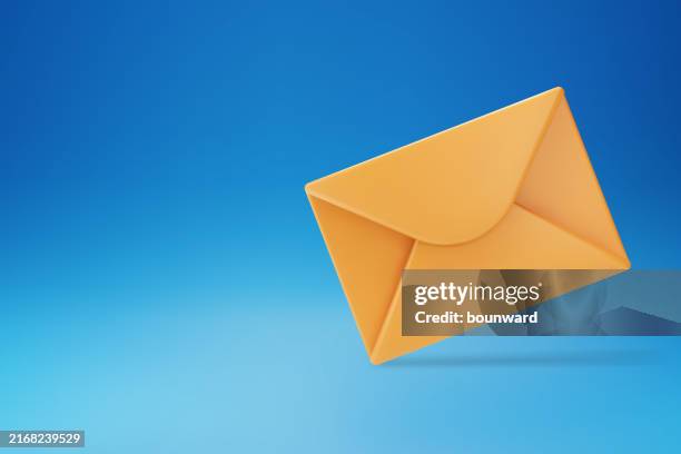 3d mail envelope on blue background. vector - express delivery stock illustrations