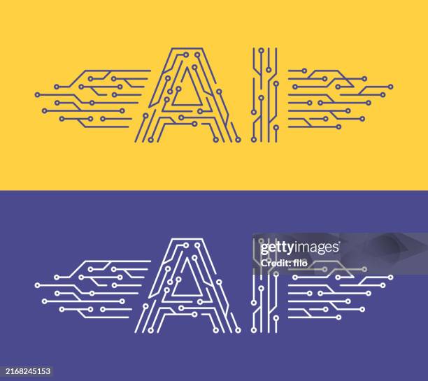 artificial intelligence ai circuit - av node stock illustrations