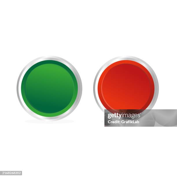 green and red button icons for user interface design - panic button stock illustrations