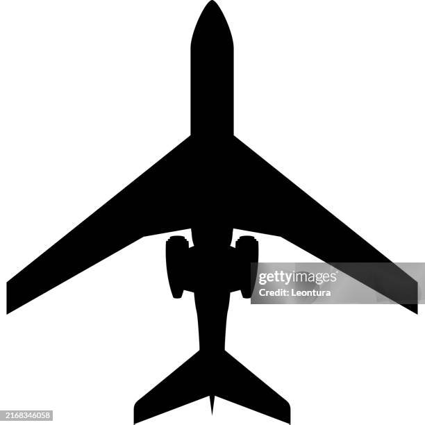 stockillustraties, clipart, cartoons en iconen met plane silhouette - bedrijfsvliegtuig