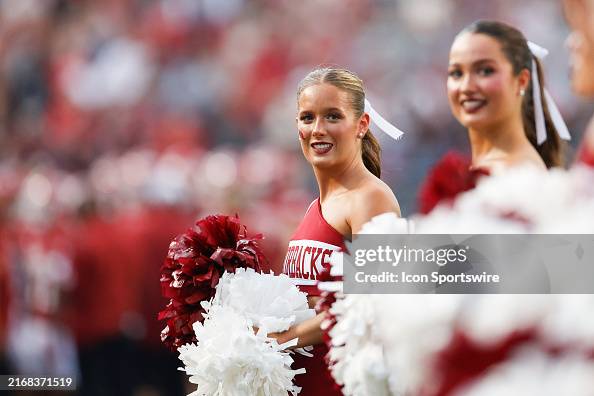 Arkansas Razorbacks Cheer Arkansas Razorbacks cheerleaders during the game between the... News ...