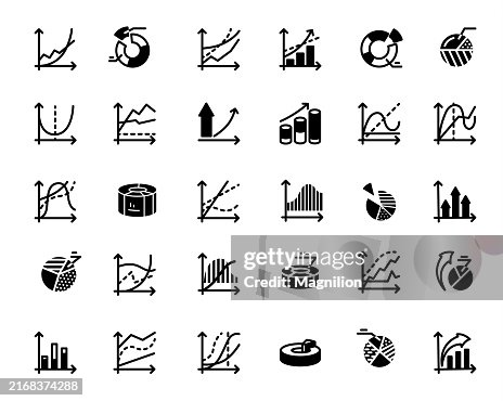 Analytical Charts and Graphs Icon Set for Data Visualization, Vector Illustration Analytical Charts and Graphs Icon Set for Data Visualization, Vector Illustration