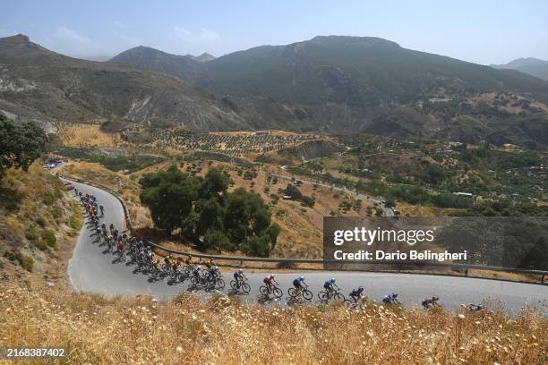 General view of Primoz Roglic of Slovenia and Team Red Bull Bora - hansgrohe - Polka dot Mountain Jersey, Ben O'Connor of Australia and Team...