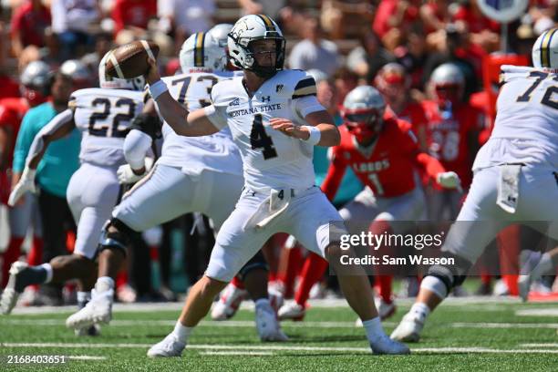 Quarterback Tommy Mellott of the Montana State Bobcats passes against the New Mexico Lobos during the first half of their game at University Stadium...