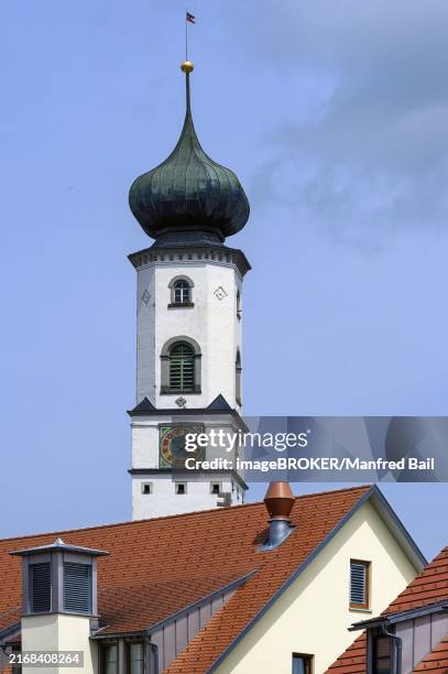 blaserturm on the market square, isny, baden-württemberg, germany, europe - schwaben stock-fotos und bilder