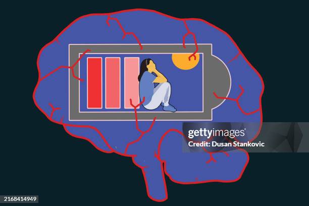 how to recharge yourself after exhaustion? - low battery stock illustrations