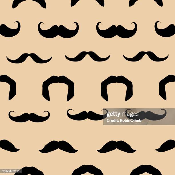 black mustaches seamless pattern - thin moustache stock illustrations