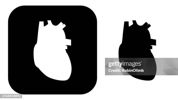 black and white human heart icons - coronary artery disease icon stock illustrations