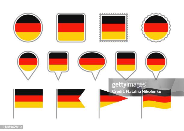 deutschland - set von flaggen in verschiedenen formen. - deutsche flagge stock-grafiken, -clipart, -cartoons und -symbole