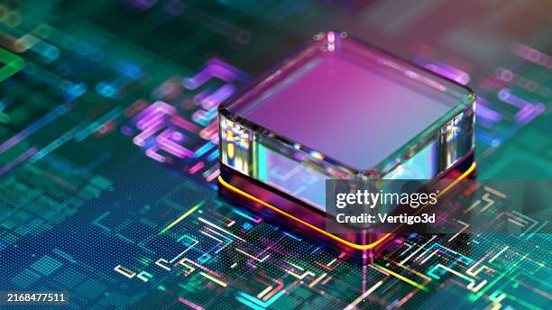 digital cpu, ai - artificial intelligence, quantum computer. - equipamento de computador imagens e fotografias de stock
